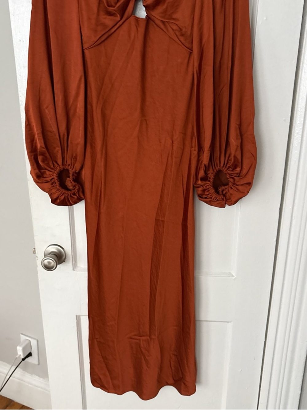 Significant Other Long Sleeve burnt orange satin dress - Picture 2 of 4